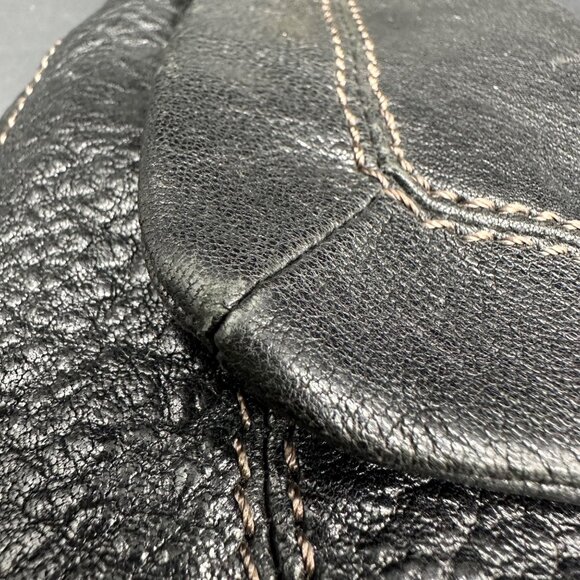 Fossil Shoulder Bag Purse Elaine Flap Black Leather Purse Y2K Vintage Retro - Picture 12 of 16